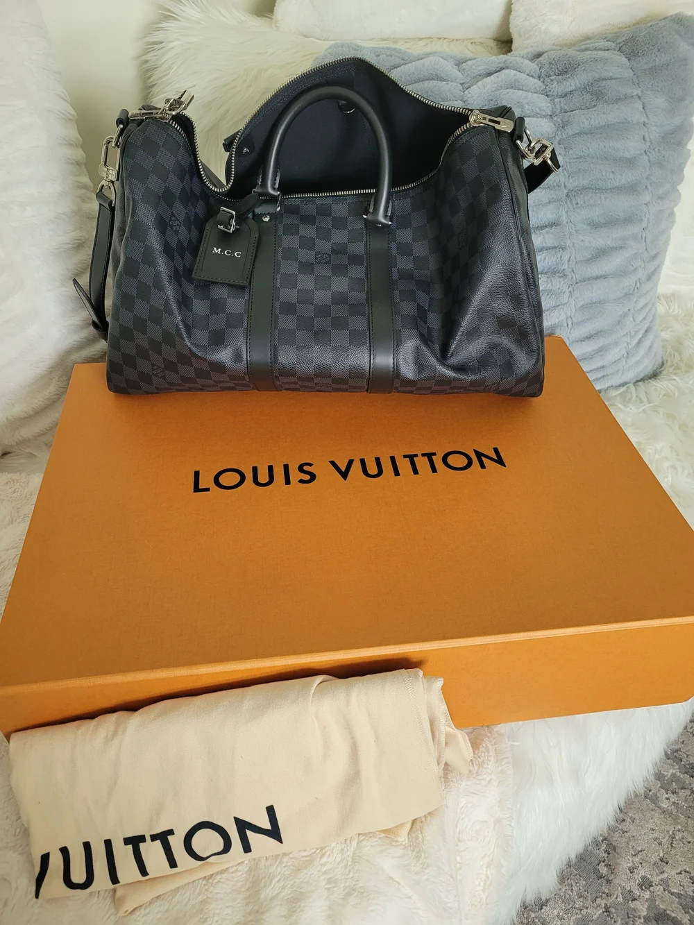 Louis Vuitton Men's Black Damier Keepall 45 Duffel Bag